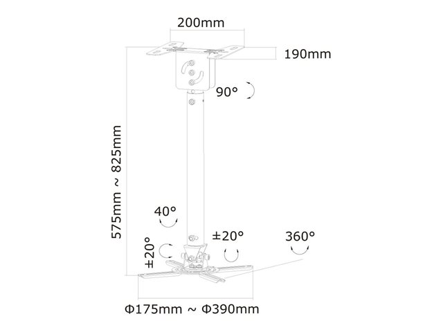 Neomounts BEAMER-C100 - Bracket - full-motion - for projector - silver - ceiling mountable