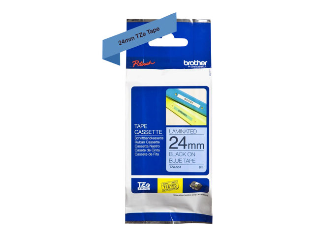 Brother TZe-551 - Black on blue - Roll (2.4 cm) 1 cassette(s) laminated tape - for Brother PT-D600, P-Touch PT-2730, 3600, D600, D800, E550, H500, P700, P750, P900, P950