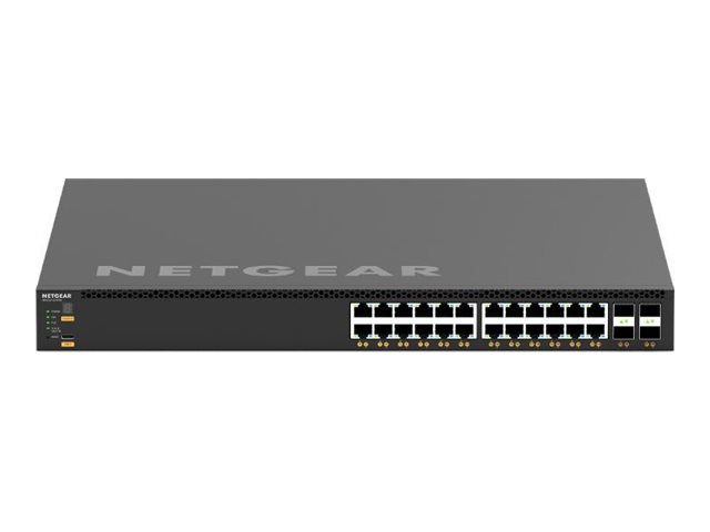 NETGEAR AV Line M4350-24X4V - Switch - L3 - Managed - 24 x 100/1000/2.5G/5G/10GBase-T (PoE+) + 4 x 1/10/25 Gigabit SFP28 - front to back airflow - rack-mountable - PoE+ (576 W)