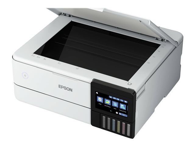 Epson EcoTank ET-8500 - Multifunction printer - colour - ink-jet - refillable - A4/Letter (media) - up to 16 ppm (printing) - USB, LAN, Wi-Fi(ac), USB host - white