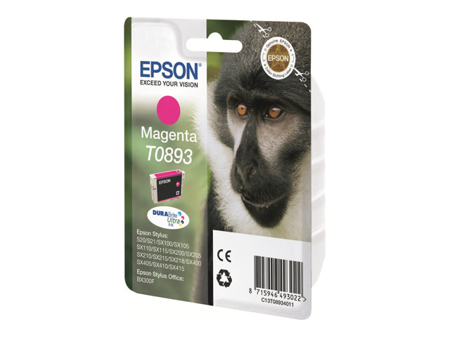 Epson T0893 - 3.5 ml - magenta - original - blister - ink cartridge - for Stylus S21, SX110, SX115, SX210, SX215, SX400, SX405, SX410, SX415, Stylus Office BX300