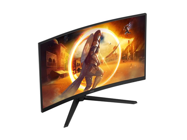 AOC Gaming CQ32G4VE - G4 Series - LED monitor - gaming - curved - 32\" (31.5\" viewable) - 2560 x 1440 QHD @ 180 Hz - Fast VA - 300 cd/m² - 3500:1 - HDR10 - 0.5 ms - 2xHDMI, DisplayPort - black, grey