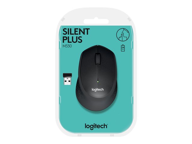 Logitech M330 SILENT PLUS - Mouse - 3 buttons - wireless - 2.4 GHz - USB wireless receiver - black