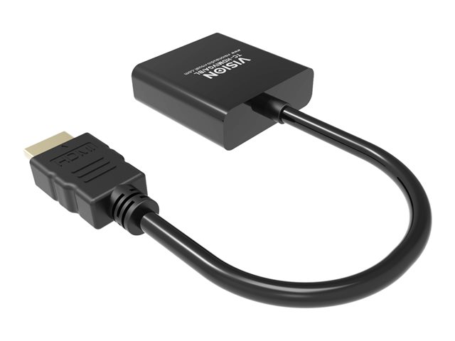 VISION Professional installation-grade HDMI to VGA adaptor - LIFETIME WARRANTY - maximum resolution 1920 x 1080 - does not convert VGA to HDMI - HDMI (M) to VGA (F) - outer diameter 5.0 mm - overall length 230 mm - black