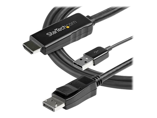StarTech.com 3m HDMI to DisplayPort Adapter Cable with USB Power - 4K 30Hz Active HDMI to DP 1.2 Converter (HD2DPMM3M) - Video cable - HDMI, USB (power only) male to DisplayPort male - 3 m - black - 4K support, active