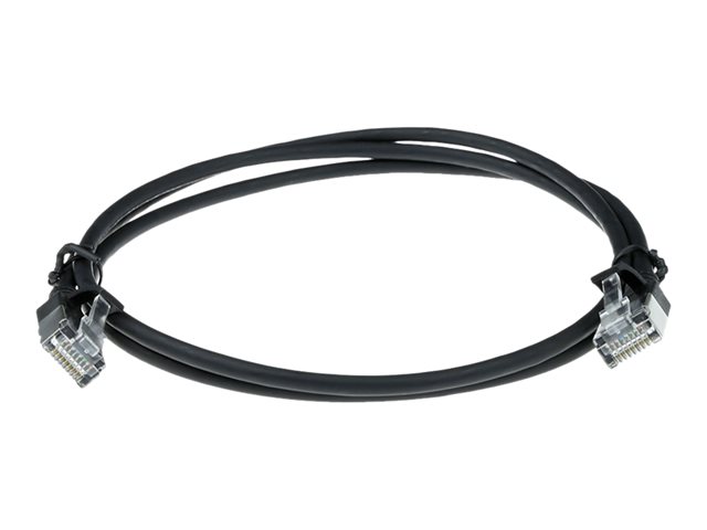 Zwarte 1 meter LSZH U/FTP CAT6A datacenter slimline patchkabel snagless met RJ45 connectoren - PolyBag