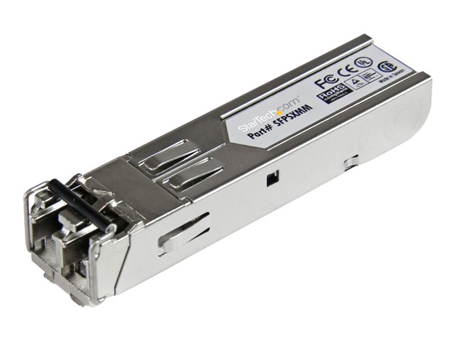 StarTech.com MSA Uncoded Compatible SFP Module, 1000BASE-SX, 1GbE Multi Mode (MMF) Fiber Optic Transceiver, 1GE Gigabit Ethernet SFP, LC Connector, 550m, 850nm, DDM, 1Gbps Mini GBIC Module - Lifetime Warranty (SFPSXMM) - SFP (mini-GBIC) transceiver module - 1GbE - 1000Base-SX - LC multi-mode - up to 550 m - 850 nm - for P/N: MCM1110SFP