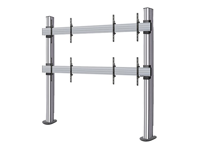B-TECH System X BT9372 - Stand - open frame - for 2x2 video wall - bolt-down - black with silver column - screen size: 54\" - mounting interface: 600 x 400 mm - floor-standing
