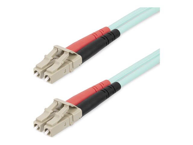 StarTech.com 20m (65ft) LC/UPC to LC/UPC OM4 Multimode Fiber Optic Cable, 50/125µm LOMMF/VCSEL Zipcord Fiber, 100G Networks, Low Insertion Loss, LSZH Fiber Patch Cord - Patch cable - LC/UPC multi-mode (M) to LC/UPC multi-mode (M) - 20 m - fibre optic - duplex - 50 / 125 micron - OM4 - up to 100 Gbps data transfer rate, halogen-free - aqua