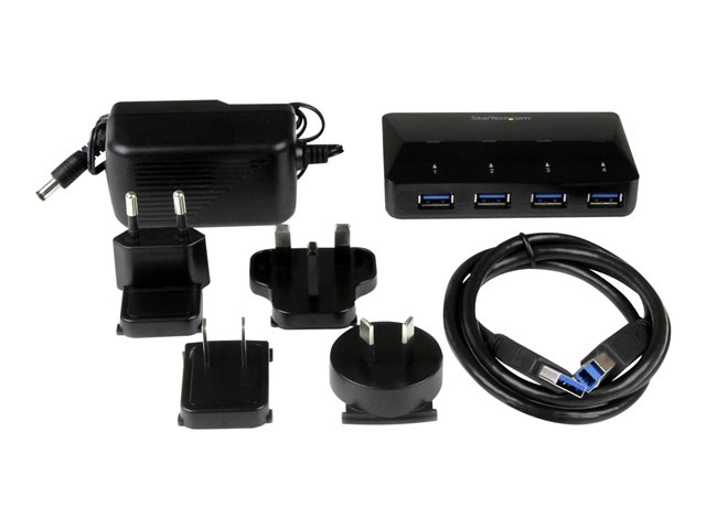 StarTech.com 4-Port USB 3.0 Hub plus Dedicated Charging Port - 1 x 2.4A Port - Desktop USB Hub and Fast-Charging Station (ST53004U1C) - USB peripheral sharing switch - 4 x SuperSpeed USB 3.0 - desktop - for P/N: SDMSDRWU3AC, USB312SAT3CB, USB315CB2M, USBLT1MWS, USBLT2MBR, USBLTM1MBK, USBLTM1MWH