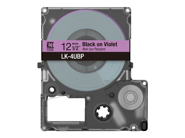 Epson LabelWorks LK-4UBP - Black on violet - Roll (1.2 cm x 8 m) 1 cassette(s) hanging box - tape cartridge - for LabelWorks LW-C410, LW-C610