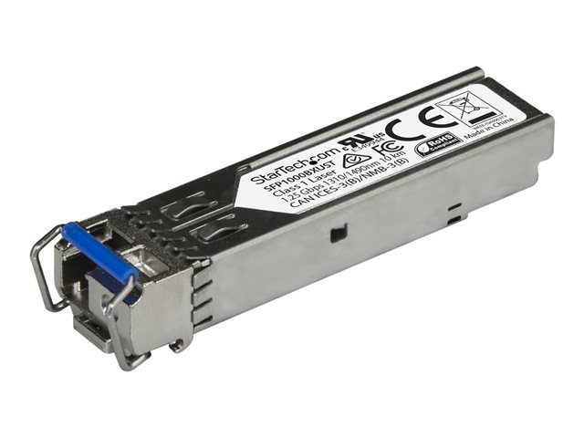 StarTech.com MSA Uncoded SFP Module, 1000BASE-BX, 1 Gigabit Ethernet Bi-Directional (BiDi) Fiber Single Strand SFP Transceiver (SMF), LC 10km , Mini GBIC Transceiver SFP Module, Upstream - Lifetime Warranty (SFP1000BXUST) - SFP (mini-GBIC) transceiver module - 1GbE - 1000Base-BX - LC single-mode - up to 10 km - 1310 (TX) / 1490 (RX) nm