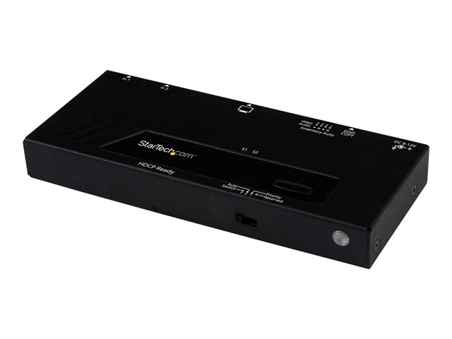 StarTech.com 2 Port HDMI Switch w/ Automatic and Priority Switching - 2 In 1 Out HDMI Selector with Automatic Priority Switching - 1080p (VS221HDQ) - Video/audio switch - desktop - for P/N: SVA12M2NEUA, SVA12M5NA