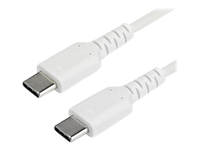StarTech.com 2m USB C Charging Cable, Durable Fast Charge & Sync USB 2.0 Type C to USB C Laptop Charger Cord, TPE Jacket Aramid Fiber M/M 60W White, Samsung S10, S20 iPad Pro MS Surface - Heavy Duty and Rugged - USB cable - 24 pin USB-C (M) straight to 24 pin USB-C (M) straight - Thunderbolt 3 / USB 2.0 - 2 m - white