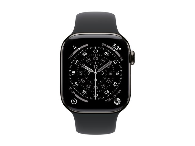 Apple Watch Series 11 GPS + Cellular 42mm Slate Titanium Case with Black Sport Band - S/M