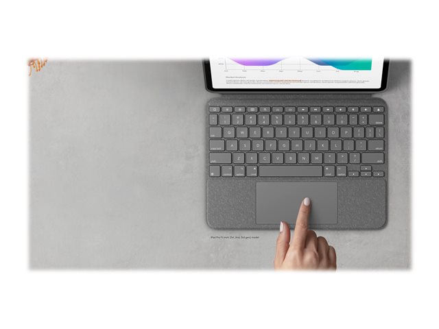 Logitech Combo Touch - Keyboard and folio case - with trackpad - backlit - Apple Smart connector - AZERTY - French - oxford grey - for Apple 11-inch iPad Pro (1st generation, 2nd generation, 3rd generation)