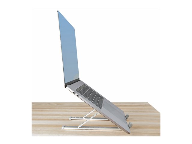 StarTech.com Foldable Laptop Riser Stand, Portable Height Adjustable Ergonomic Laptop Stand, Ventilated Aluminum Frame Supports 22lb (10Kg), Tilt/Raised/Angled Laptop/Tablet Stand, Collapsible Design - Notebook stand - desktop - up to 15.6\" - silver