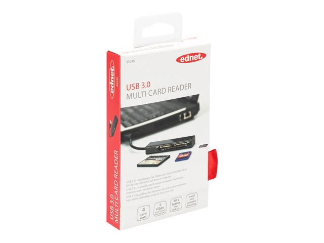 USB 3.0 CARD READER 4-PORT SUPPORTS MSSDT-FLASHCF FORMATS BLACK