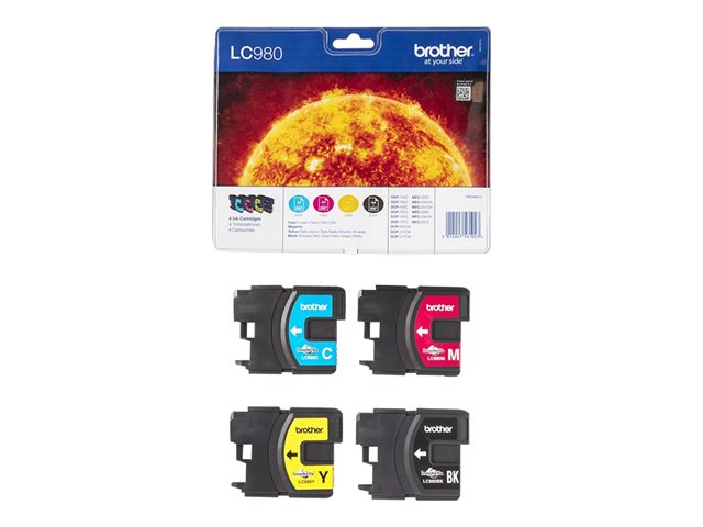 Brother LC980VALBPDR - 4-pack - black, yellow, cyan, magenta - original - blister - ink cartridge - for Brother DCP-145, 163, 165, 195, 365, 373, 375, 377, MFC-250, 255, 290, 295, 297