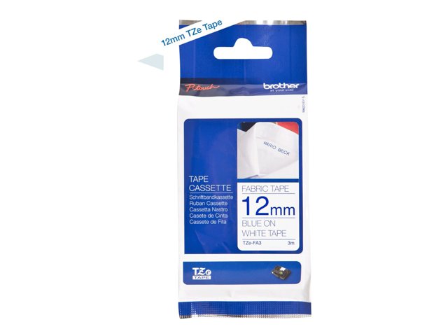 Brother TZe-FA3 - Fabric - navy blue on white - Roll (1.2 cm x 3 m) 1 cassette(s) iron-on tape - for Brother PT-D210, D600, H110, P-Touch PT-1880, D450, E110, E310, E550, E800, H110, P900