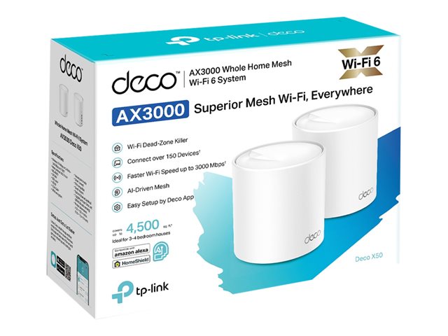 TP-Link Deco X50 - Wi-Fi system - (2 routers) - mesh 1GbE - Wi-Fi 6 - Dual Band