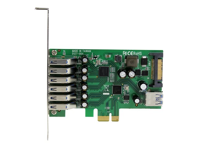 StarTech.com 7 Port PCI Express USB 3.0 Card - Standard & Low-Profile - SATA Power - UASP Support - 1 Internal & 6 External USB 3.0 Ports (PEXUSB3S7) - USB adapter - PCIe 2.0 - USB, USB 2.0, USB 3.0 - for P/N: ST1030USBM, ST7300USBME