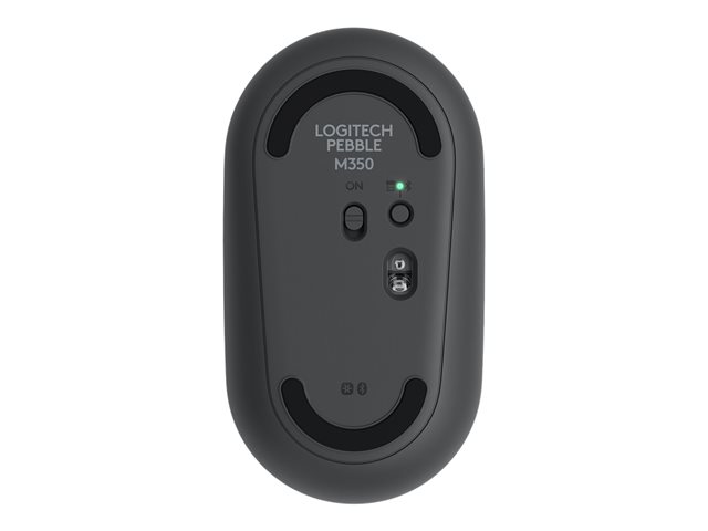 Logitech Pebble M350 - Mouse - optical - 3 buttons - wireless - Bluetooth, 2.4 GHz - USB wireless receiver - graphite