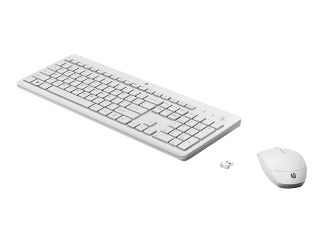 HP 230 - Keyboard and mouse set - wireless - 2.4 GHz - AZERTY - Belgium - white - for HP 24, Laptop 14, 14s, 15, 15s, 17, Pavilion 24, 27, Pavilion Laptop 13, 14, 15