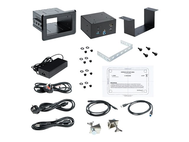 StarTech.com Conference Room Docking Station, Universal Laptop Dock, 4K HDMI, 60W Power Delivery, USB Hub, GbE, Audio, In-Table Connectivity Box For Huddle/Boardroom Collaboration Space - For Teams & Zoom Calls - Docking station - USB-C / USB 3.0 - HDMI - 1GbE - TAA Compliant