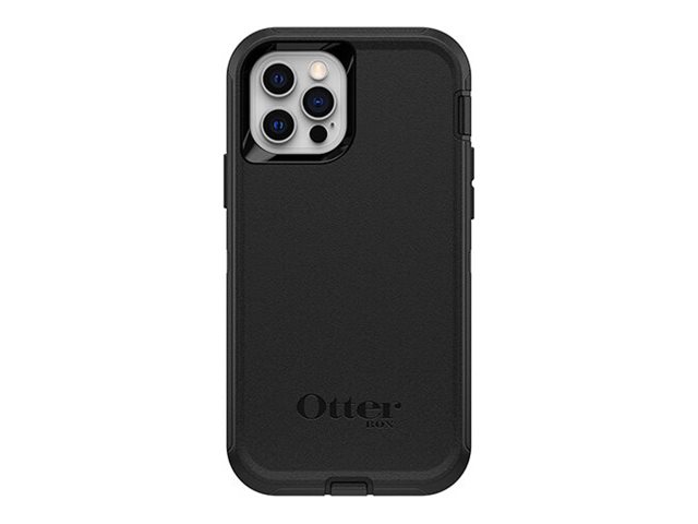 OtterBox Defender Series - ProPack Packaging - back cover for mobile phone - rugged - polycarbonate, synthetic rubber - black - for Apple iPhone 12, 12 Pro