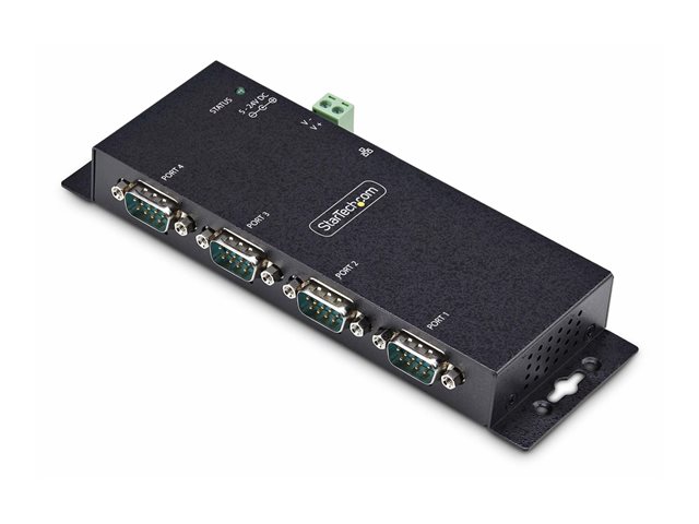 StarTech.com 4P Serial to Ethernet Adapter, IP LAN to RS232 DB9 Converter - Device server - 4 ports - 100Mb LAN, RS-232 - wall / DIN rail mountable - TAA Compliant - for P/N: AT925FM, GC9SF, SCNM9FF, SCNM9FM