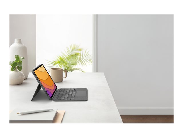 Logitech Combo Touch - Keyboard and folio case - with trackpad - backlit - Apple Smart connector - QWERTY - Spanish - oxford grey - for Apple 10.9-inch iPad Air (4th generation, 5th generation)