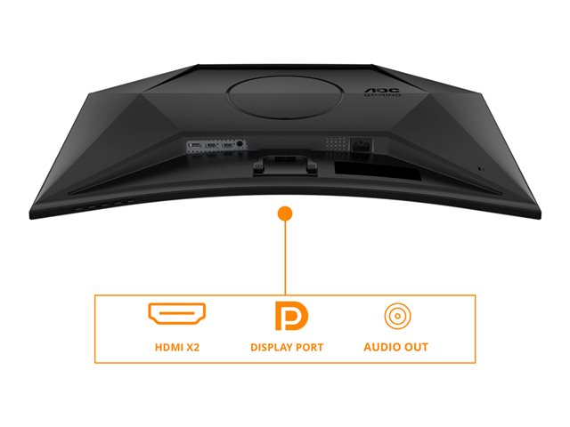 AOC Gaming CQ32G4VE - G4 Series - LED monitor - gaming - curved - 32\" (31.5\" viewable) - 2560 x 1440 QHD @ 180 Hz - Fast VA - 300 cd/m² - 3500:1 - HDR10 - 0.5 ms - 2xHDMI, DisplayPort - black, grey