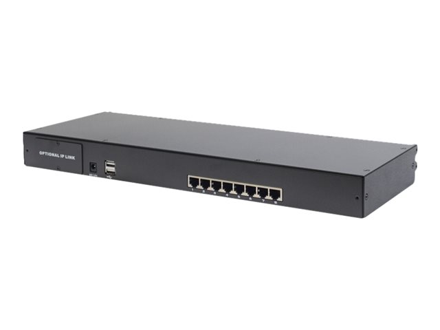 MODULARIZED 43 2CM (17in) TFT CONSOLE WITH 8 PORT CAT 5 KVM US KEYBOARD RAL 9005 BLACK