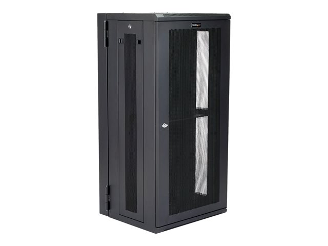 StarTech.com 26U 19\" Wall Mount Network Cabinet, 16\" Deep Hinged Locking IT Network Switch Depth Enclosure, Assembled Vented Computer Equipment Data Rack with Shelf & Flexible Side Panels - 26U Vented Cabinet (RK2620WALHM) - Rack enclosure cabinet -