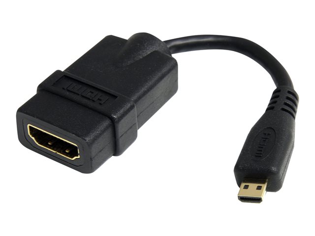 StarTech.com 5in High Speed HDMI Adapter Cable - HDMI to HDMI Micro - F/M - 5 inch Micro HDMI Adapter - HDMI Female to Micro HDMI Male (HDADFM5IN) - HDMI adapter - HDMI female to 19 pin micro HDMI Type D male - 1.2 cm - shielded - black - for P/N: HDMM30CM