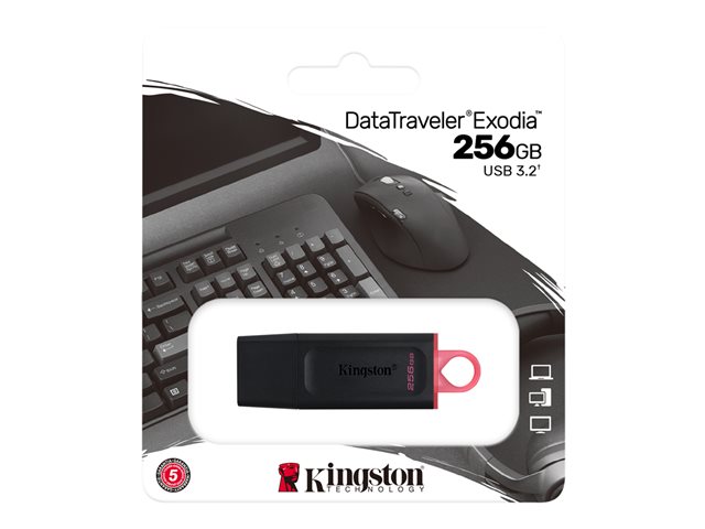 Kingston DataTraveler Exodia - USB flash drive - 256 GB - USB 3.2 Gen 1 - black/pink