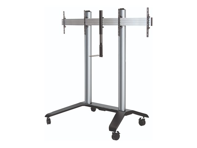 B-TECH System X BT8516 - Cart - for 2 flat panels - universal, trolley, VC shelf - lockable - black & silver - screen size: 56\"- 65\" - mounting interface: up to 600 x 400 mm