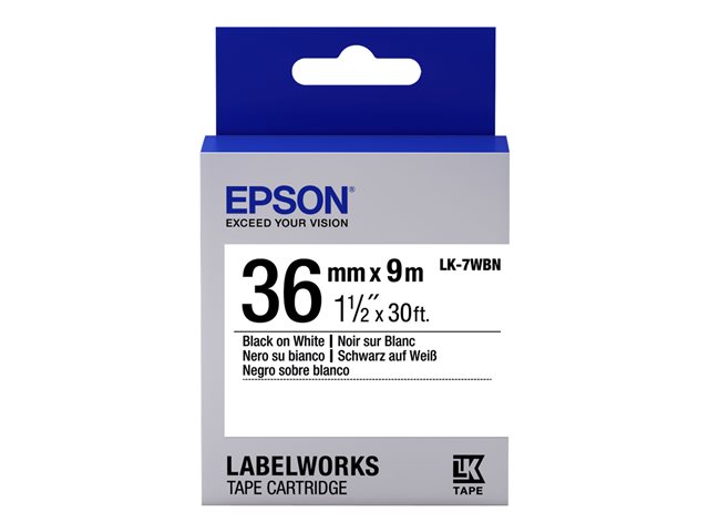 Epson LabelWorks LK-7WBN - Black on white - Roll (3.6 cm x 9 m) 1 roll(s) label tape - for LabelWorks LW-1000P, LW-900P, LW-Z900FK