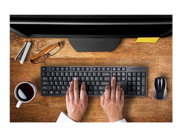 Kensington Pro Fit Low-Profile Desktop Set - Keyboard and mouse set - wireless - 2.4 GHz - German - black