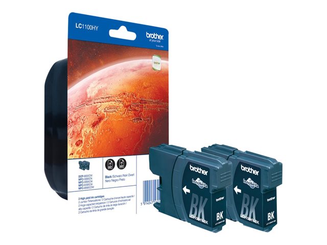 Brother LC1100HYBKBP2 - High capacity - black - original - blister - ink cartridge - for Brother DCP-6690CW, MFC-5890CN, MFC-6490CW