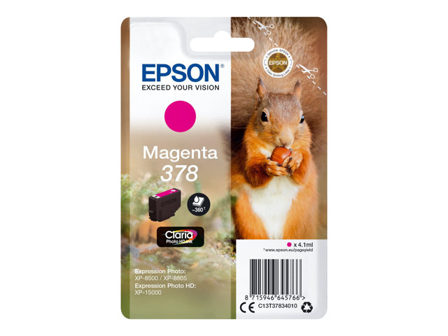 Epson 378 - 4.1 ml - magenta - original - blister - ink cartridge - for Expression Home XP-8605, 8606, Expression Home HD XP-15000, Expression Photo XP-8505, 8700