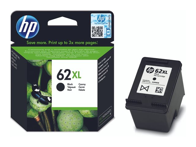 HP 62XL - High Yield - black - original - ink cartridge - for ENVY 55XX, 56XX, 76XX, Officejet 200, 250, 57XX, 8040