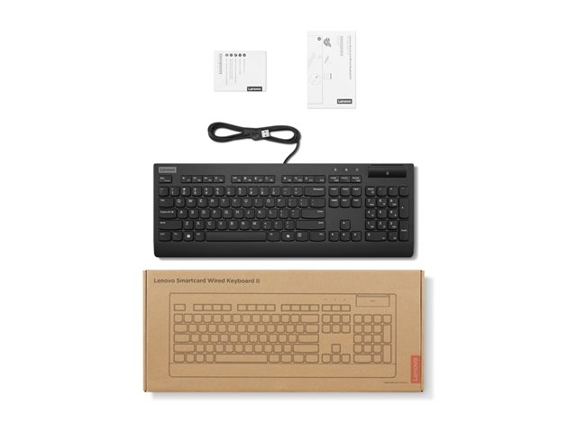Lenovo Smartcard II - Keyboard - USB - Swiss French/German - black - brown box