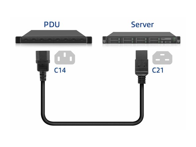 POWERCORD C14 - C21 BK 2.00M. 1 stk