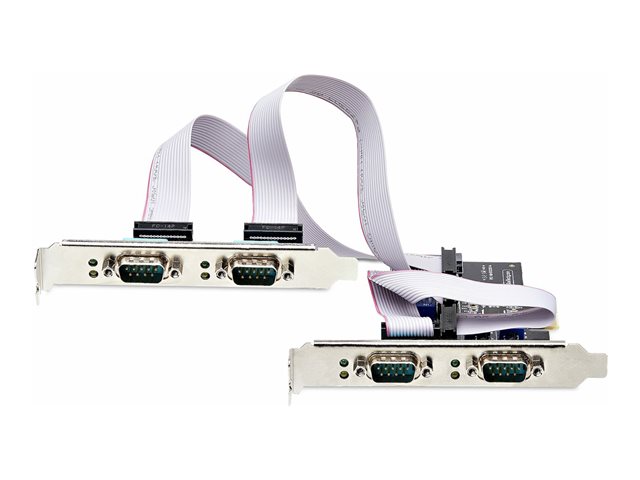 StarTech.com 4-Port Serial PCIe Card, Quad-Port PCI Express to RS232/RS422/RS485 (DB9) Serial Card, Low-Profile Bracket Incl., 16C1050 UART, TAA-Compliant, For Windows/Linux, TAA Compliant - Level-4 ESD Protection (PS74ADF-SERIAL-CARD) - Serial adapt