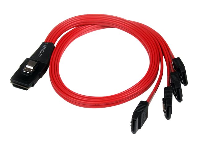 StarTech.com 50cm SFF-8087 to 4x SATA - Internal Mini SAS to SATA Reverse Cable - internal Mini SAS to SATA (SAS8087S4R50) - SATA / SAS cable - Serial ATA 150/300/600 - 4-Lane - SATA (R) to 36 pin 4i Mini MultiLane (P) - 50 cm - latched - red