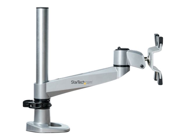 StarTech.com Desk Mount Monitor Arm, VESA or Apple iMac/Thunderbolt Display up to 14kg, Articulating Height Adjustable Single Desktop Monitor Pole Mount, Desk Clamp or Grommet, Silver - Small Footprint Design (ARMPIVOTB2) - Mounting kit - adjustable arm - for Monitor - steel - screen size: 49\" - desk-mountable - TAA Compliant