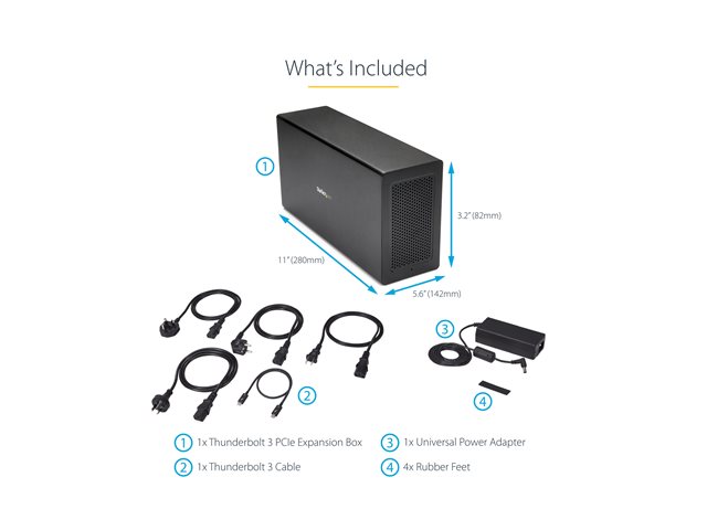 StarTech.com Thunderbolt 3 PCIe Expansion Chassis, External Enclosure Box with 1x PCI-Express Slot, 5K/4K Output Via TB3/DP Ports, TAA - System bus extender - DP - 65 Watt - for P/N: TB3DK2DPM2, TB3DOCK2DPPD, TB3DOCK2DPPU