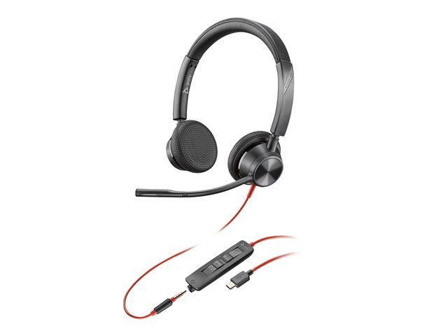 Poly Blackwire 3325 Stereo USB-C Headset +3.5mm Plug +USB-C/A Adapter - Replaces Poly SKU 213939-101